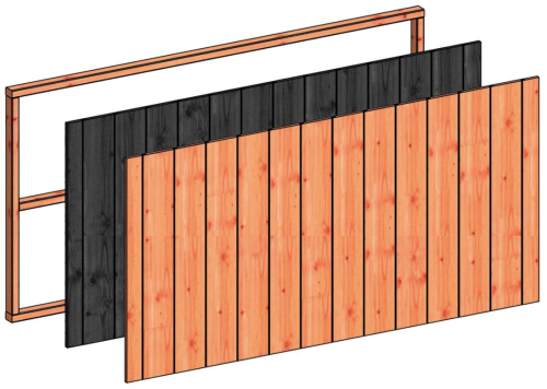 Wandmodule D sponningplank verticaal 2230x1170mm douglas onbehandeld