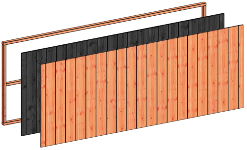 Wandmodule G sponningplank verticaal 3405x1170mm douglas onbehandeld