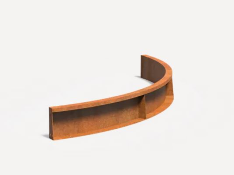 Keerwand 200 binnen bocht 150x5x20cm Corten 2mm