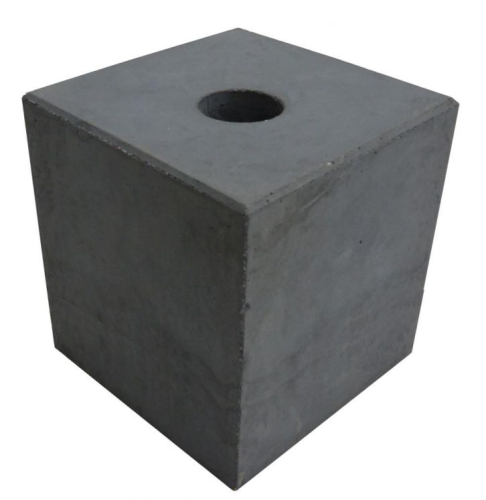 Betonpoer 20x20x20 cm antraciet glad TH-11 met doorlopend gat 40mm