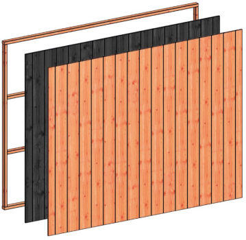 Wandmodule C sponningplank verticaal 2760x2200mm douglas onbehandeld