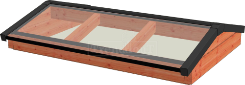 Lichtstraat zadeldak 2000mm, 1300mm diep incl. gelaagd isolatieglas en profielen
