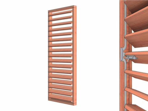 Louvre horizontaal draaibaar 844x2200mm onbehandeld module A