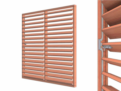 Louvre horizontaal draaibaar 2230x2200mm onbehandeld module H