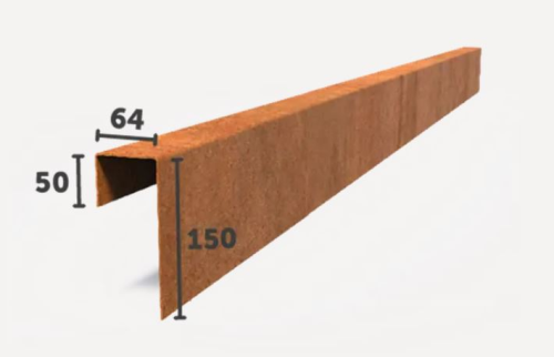 Overzet profiel recht  230x6,4x15cm Corten 2mm