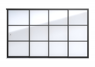 Glazen industriële schuifwand E 371x224 incl. h&v roedes