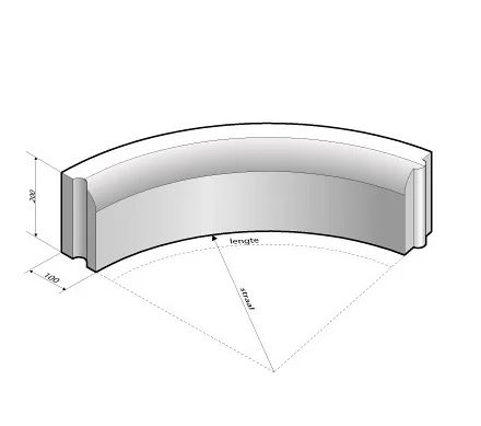 Gazonband 10x20 bocht R=0.5 grijs (restantpartij)