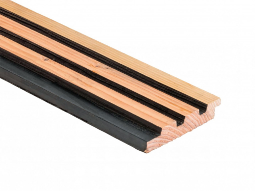 Douglas geschaafd triple profiel 2,5x14x300 cm zwart/onbehandeld