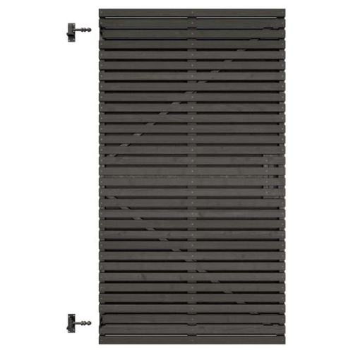 Grenen geschaafd hor. latten deur op stalen frame 99x178 cm zwart