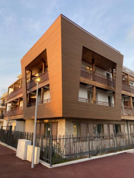 WEO Fiberdeck gevelbekleding l Brise soleil l 4.2x14.5x390 l Teak