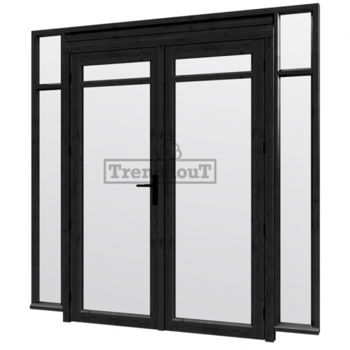 Steel Look raam 2230x2200mm zwart H-02 openslaande deuren