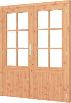 Paneeldeur dubbel DOUGLAS onbeh, borstw.687mm, deur:780x1930mm+kozijn:1696x2006mm