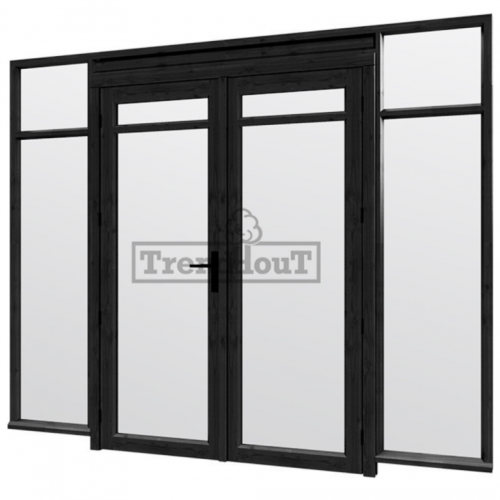 Steel Look raam 2760x2200mm zwart C-02 openslaande deuren