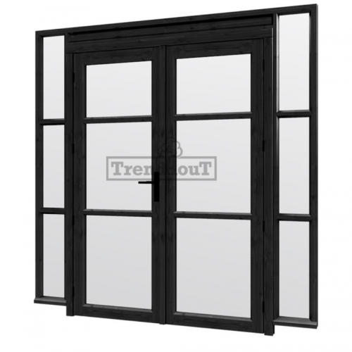 Steel Look raam 2230x2200mm zwart H-03 openslaande deuren