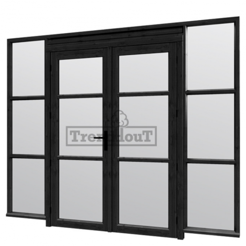 Steel Look raam 2760x2200mm zwart C-03 openslaande deuren