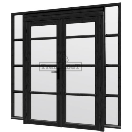 Steel Look raam 2230x2200mm zwart H-04 openslaande deuren