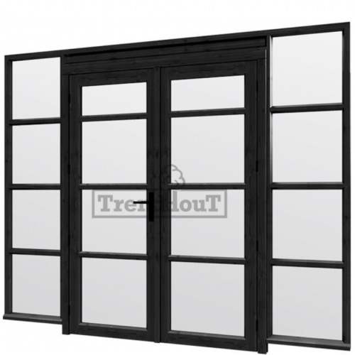 Steel Look raam 2760x2200mm zwart C-04 openslaande deuren